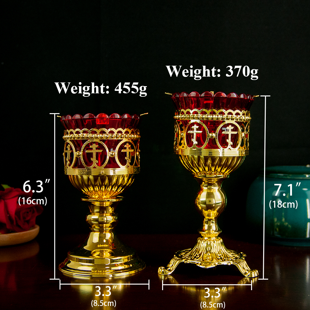 Candelabro de iglesia ortodoxa, suministros rituales religiosos, puede contener velas o aceite sagrado para quemar, con soportes para mechas