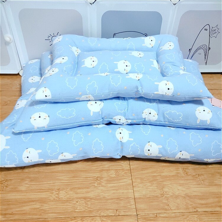 Vinter sällskapsdjur filt söt utskrift sovmattor valpkorg sängunderlägg för stor medium liten hund katt hopfällbar sällskapskudde cama perro: Blå kanin / 48 x 34cm