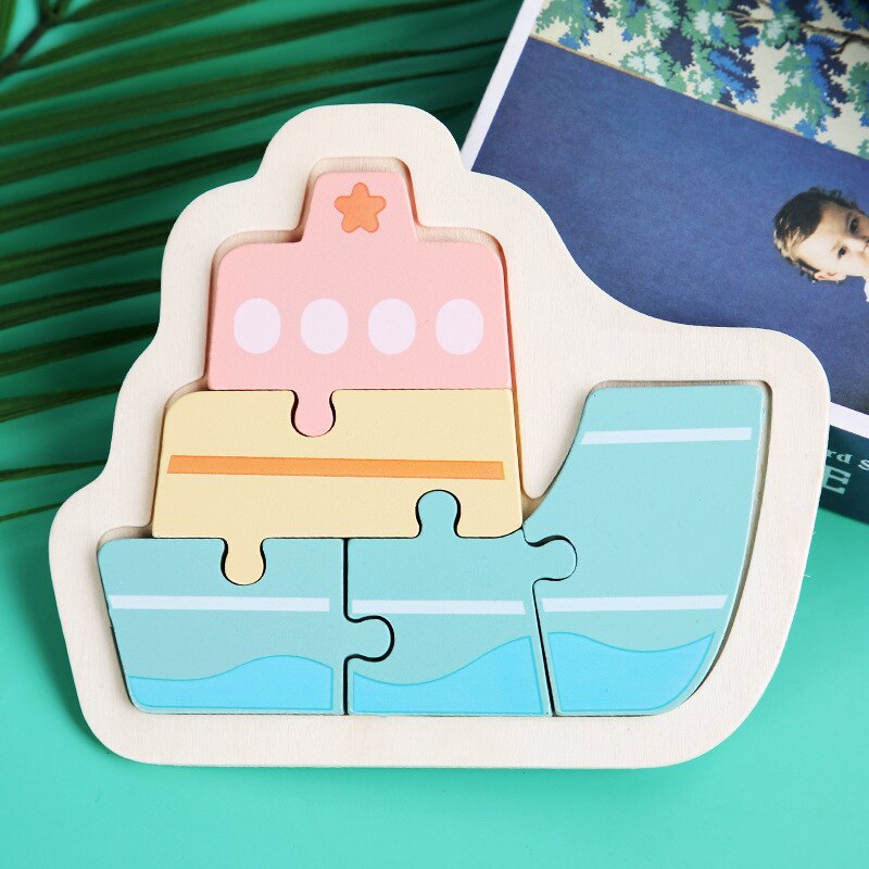 Children Puzzles Wooden Macaron Colorful Animal Jigsaw Puzzle Toys for Toddler Puzzle Early Educational Boys Girls 2-4: 15