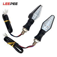 Leepee 1 Paar Led Richtingaanwijzer Lamp Blauw & Amber Blinker Light Motorfiets Flasher 12 Led Motor Lampje Dual kleur