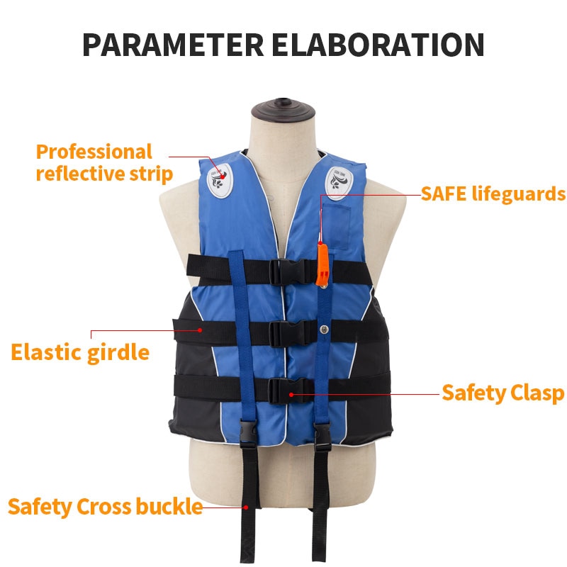 Adult Life Vest Jacket Polyester Swimming Boating Ski Surfing Survival Drifting Life Vest with Whistle Water Sports Man Jacket