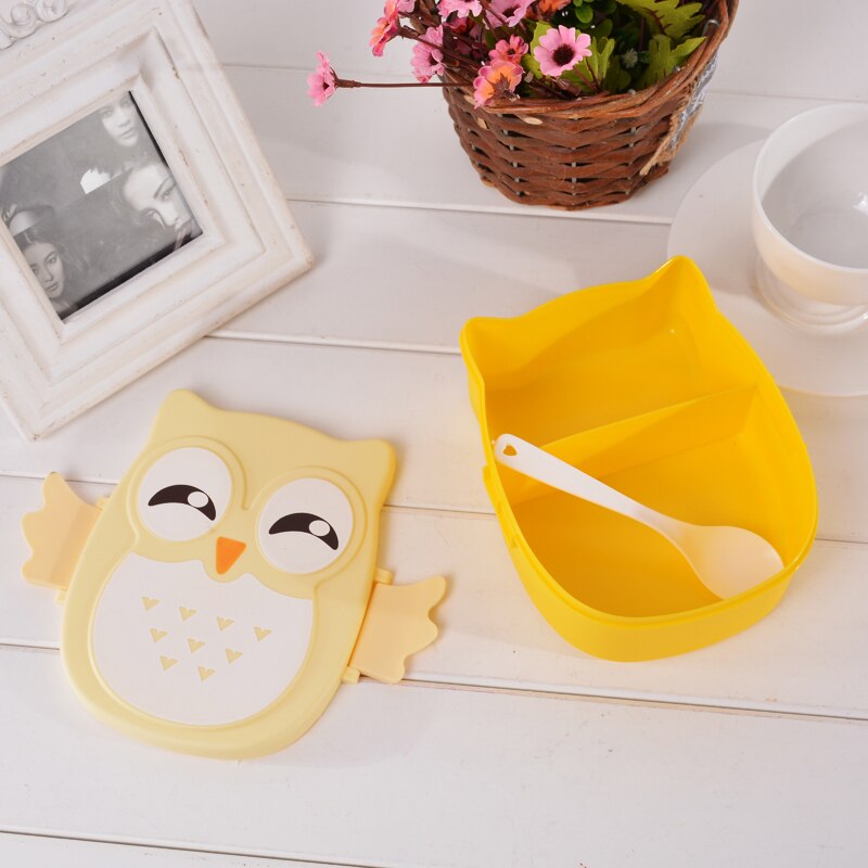 Cute Cartoon Owl Lunch Box Food PP Plastic Storage Box Portable Children Student Heat Preservation Lunch Box Kitchen Utensils
