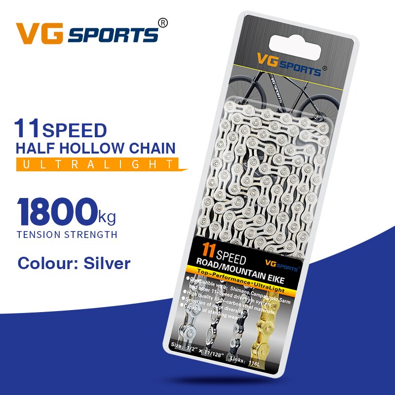 Vg Sport 8 9 10 11 Speed Bike Chain Accessoires Undefined Half Volledige Hollow 116L Zilver Goud Kleurrijke Mountain Mtb racefiets: 11s half holllow yin