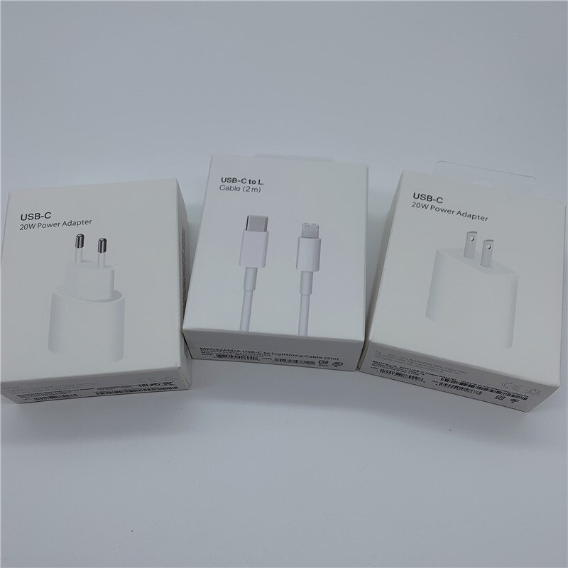 Chargeur Original 20W pour iPhone 12 Pro Max, Mini adaptateur d'alimentation USB type-c QC4.0, avec câble 2M 11 XS: EU n Cable 2M n Box
