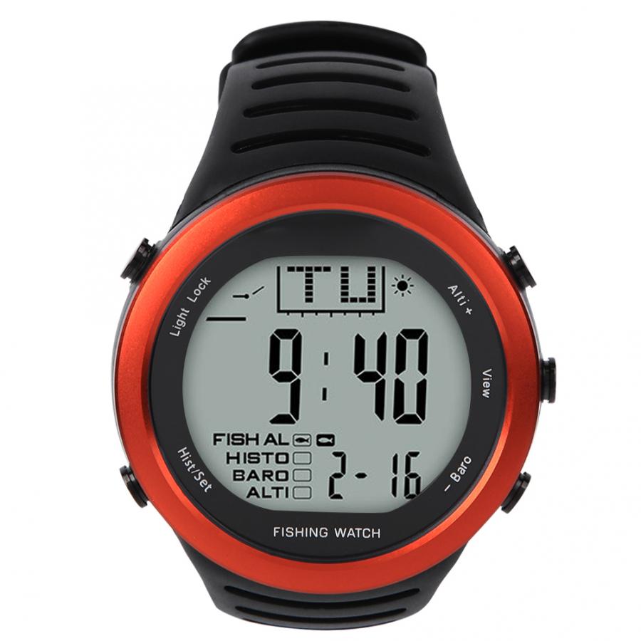 Barómetro Digital impermeable para pesca, brújula, altímetro, termómetro, barómetro portátil, reloj, escalada al aire libre, herramientas de pesca: Naranja