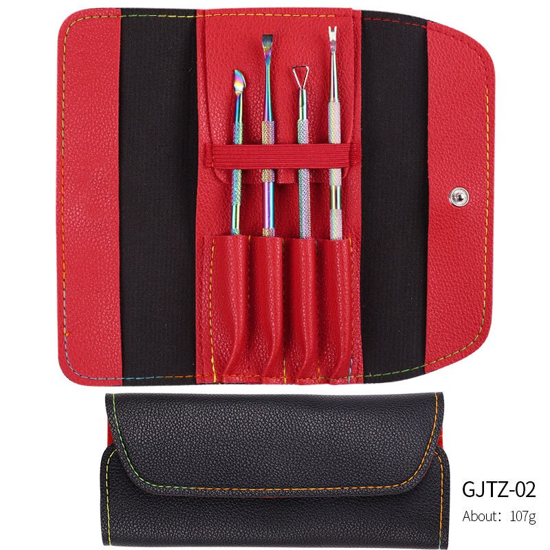 4pcs Dead Skin Remover Set Double-ended Cuticle Push Nail Polish Clean Care Tool Tweezers Pedicure Manicure Stainless Steel Set