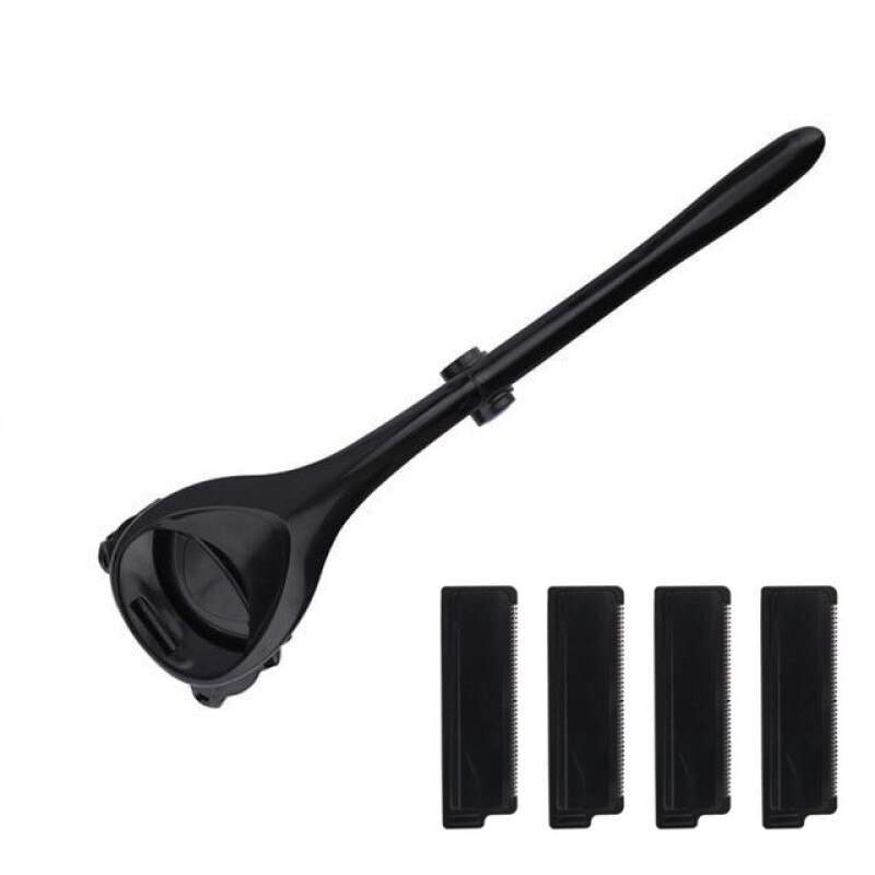 Afeitadora de espalda portátil para hombres, afeitadora de depilación de espalda, afeitadora corporal, recortadora, cabezal Flexible para afeitado seguro: Machine 2pair blades