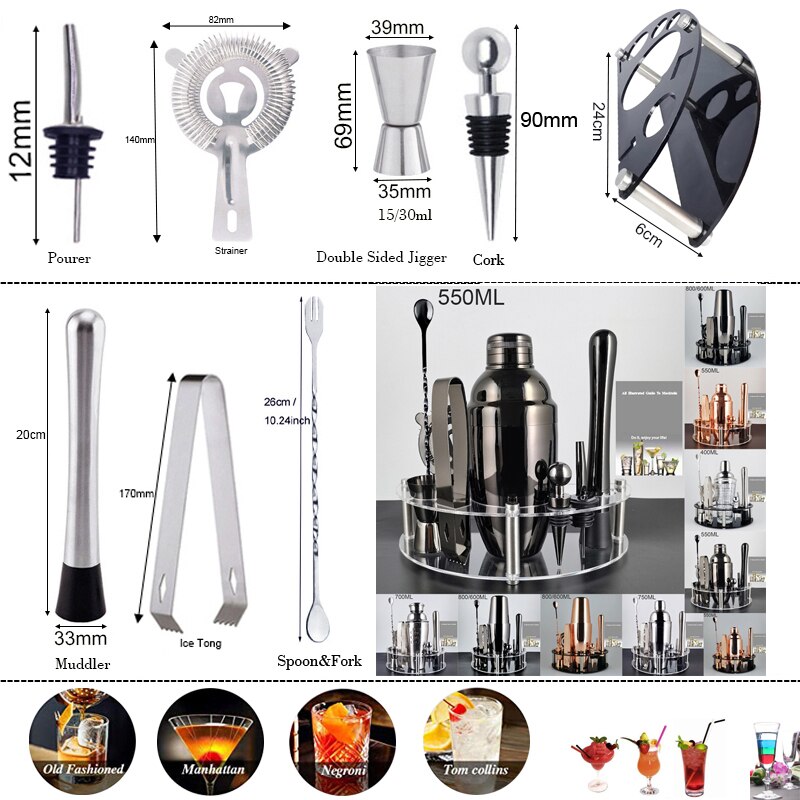 Martini Trinken Boston Edelstahl Shaker Home Bar Werkzeuge 800/750/600/450ml Cocktail Shaker Set bartender Kit Stehen