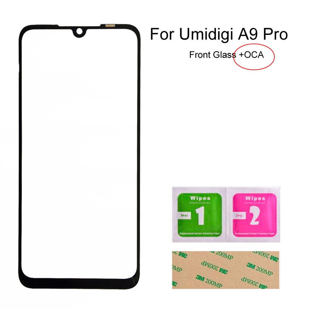 Panneau d&#39;écran tactile pour Umi Umidigi A7 Pro/A9 Pro, panneau en verre avant (sans écran tactile), pièces de réparation de téléphone portable, colle 3m: A9 Pro