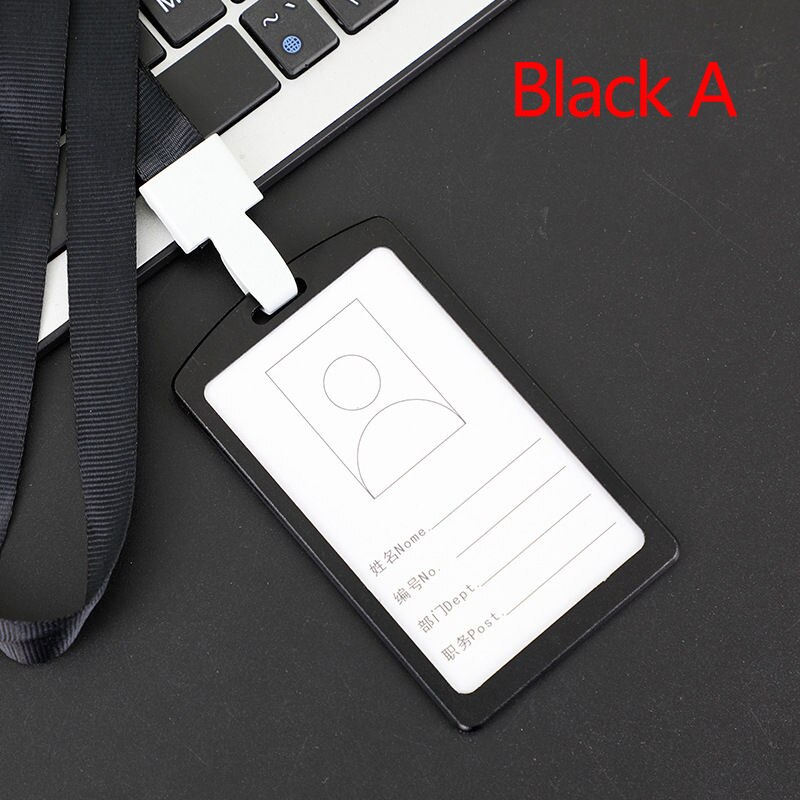 1Pc Aluminium Werk Naam Kaarthouders Visitekaartje Werk Card Id Badge Lanyard Houder Verticale Metalen Id Business case: Black A