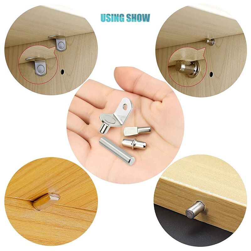 ! 104Pcs Shelf Pins Kit,4 Styles Nickel Plated Shelf Support Pegs,Bookshelf Pegs For Shelves,Cabinet Shelf Bracket Pegs