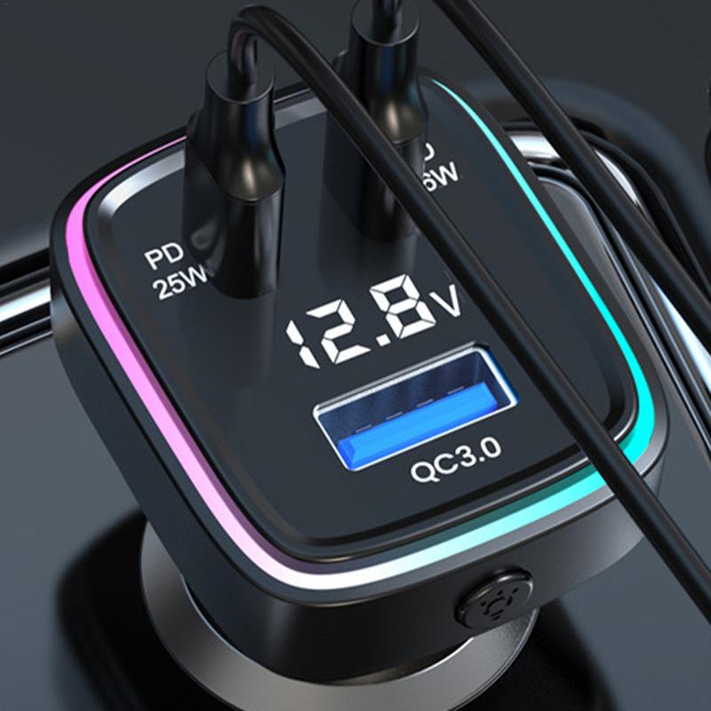 Auto Telefoon Oplader Auto Telefoon Usb C Adapter Auto Snel Opladen Auto Telefoon Oplader 3 Poorten Autolader Adapter Met Spanning &