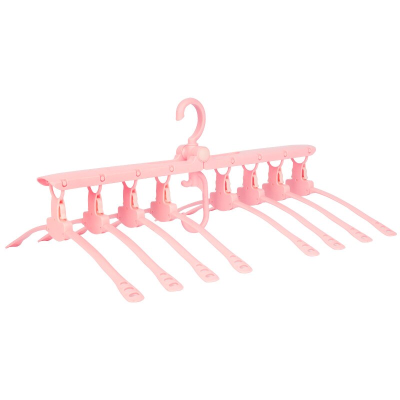 Multi-Function PP Environmental Protection Hanger Storage Folding Hangers Balcony Hangers Douyin Clothes Support Storage Tool: pink
