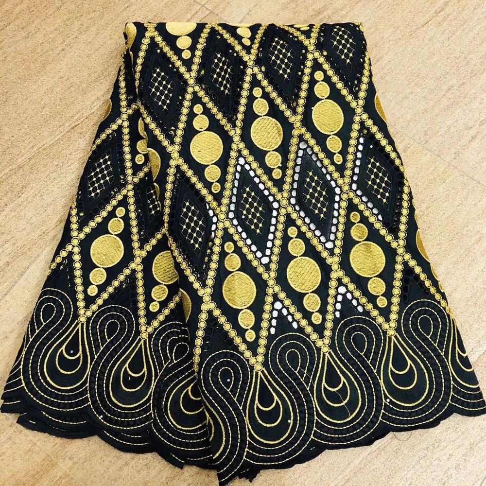 5 yard Swiss lace fabric latest heavy beaded embroidery African cotton fabrics Swiss voile lace popular Dubai style