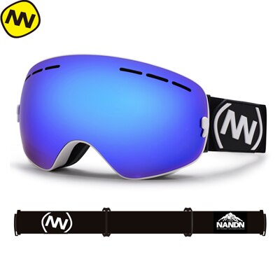Nuovo stile inverno donna occhiali da sci doppio UV400 antiappannamento maschera da sci grande occhiali da sci uomo occhiali da neve occhiali da snowboard: NG3 White Blue