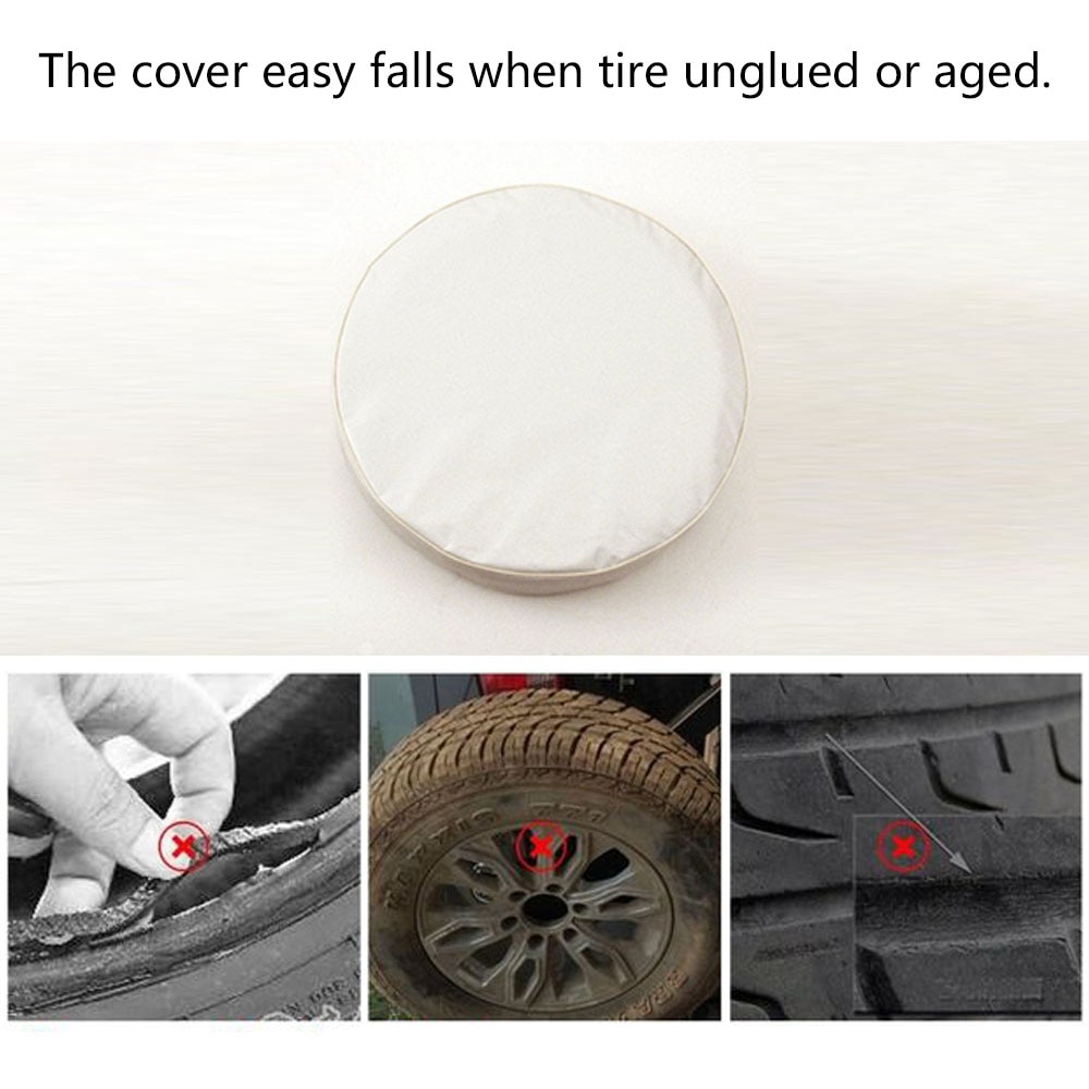 Universal Wheel Tire Cover White for 15" Spare Wheel Tire Heavy Duty Vinyl