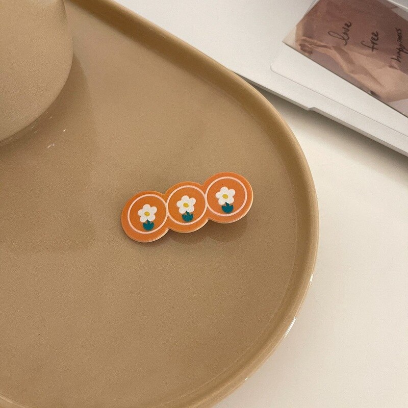 Japan Koreaanse Bloemen Tulp Haarspelden Frosted Candy Kleur Haar Clips Voor Meisjes Kids Hoofddeksels Hoofdtooi Meisjes Kids Haar Accessoires: orange flower