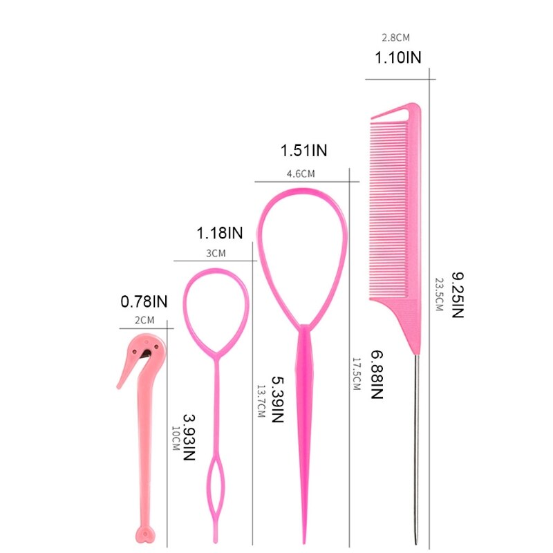 4 Teile/satz Französisch Geflecht Werkzeug Schleife Elastische Haar Bands Entferner Cutter Ratte Schwanz Kamm Metall Stift Schwanz Flechten Kämme für haar Styling