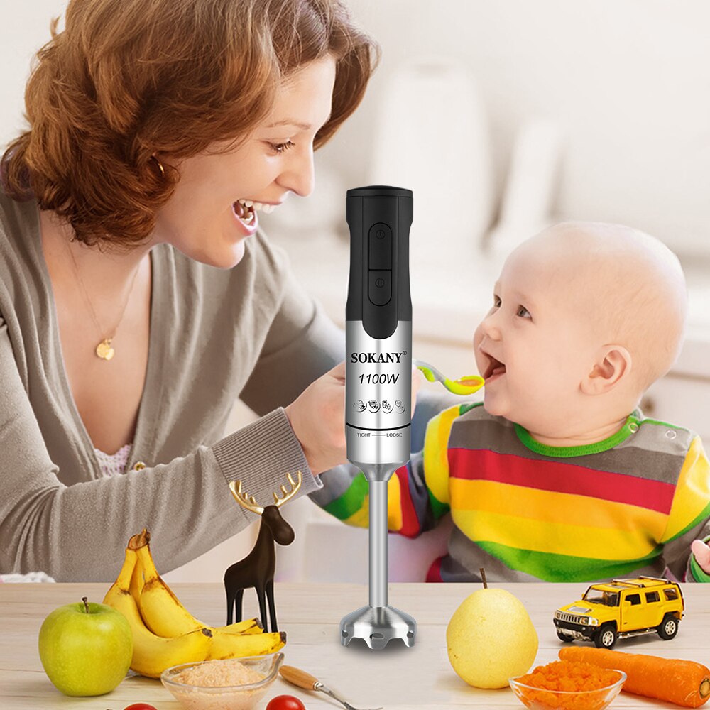 Elektrisk mixer 1100w 2 hastigheter i rostfritt stål kök frukt grönsak nötter juice smoothie barnmat mixer bärbara stavmixer