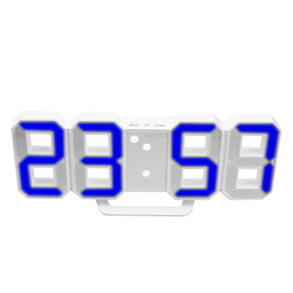 LED Electronic Clock Usb Plug-In Hanging Wall Stereo Clock Bedroom Desk Alarm Clocks Home Living Room Decoration: Blue