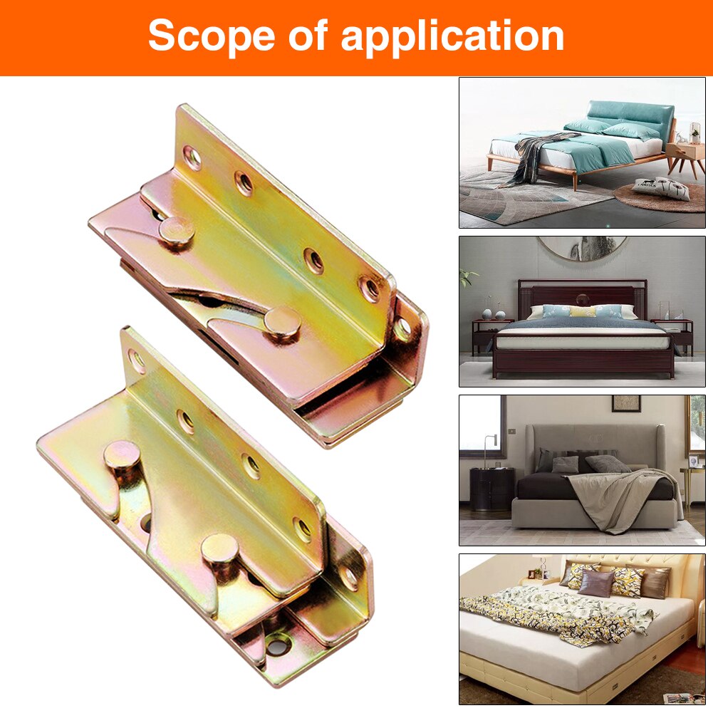 4pair/set Universal Bedroom Thickened Furniture Fittings Non Mortise Home Bed Rail Brackets Recessed Concealed Connector Iron