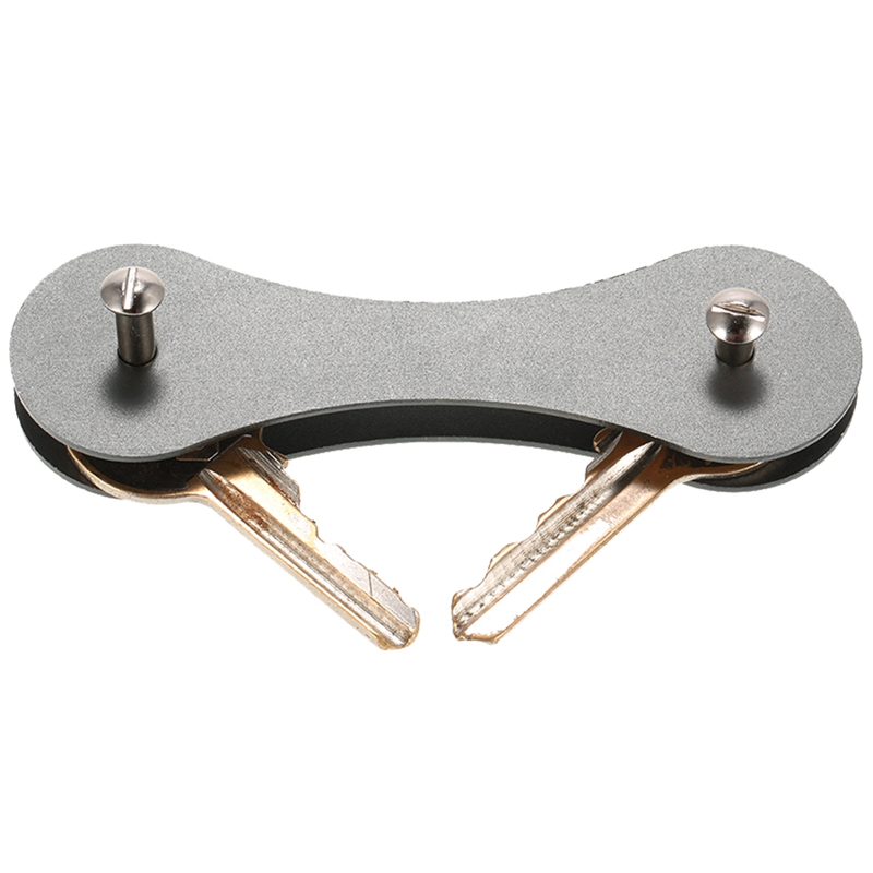 Aluminium smart nøgleholder arrangør klipmappe nøglering lomme værktøj, grå
