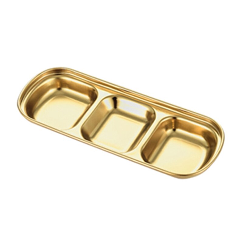 304 aço inoxidável pimenta assada pratos de molho de carne wasabi tigela separada sushi vinagre placas de soja talheres comida tempero bandeja: Gold 03