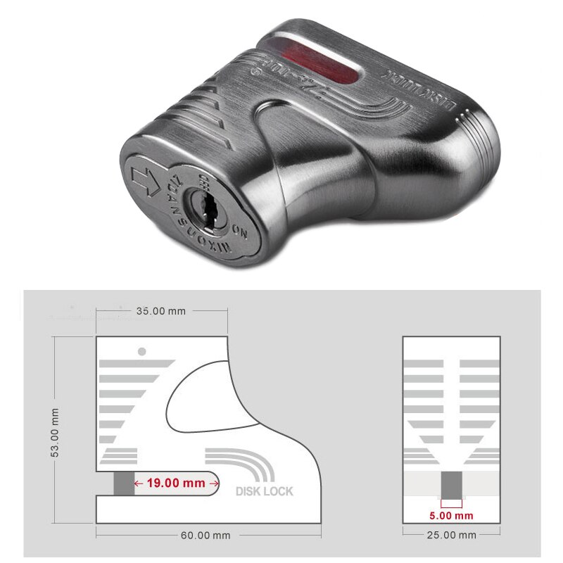 5mm Stift VEISON DX2-1 moto rcycle Metall Rabatt sperren alarma moto Rolle Alarm sperren sicherheit Anti Diebstahl Bremse Vorhängeschloss Fahrrad candado