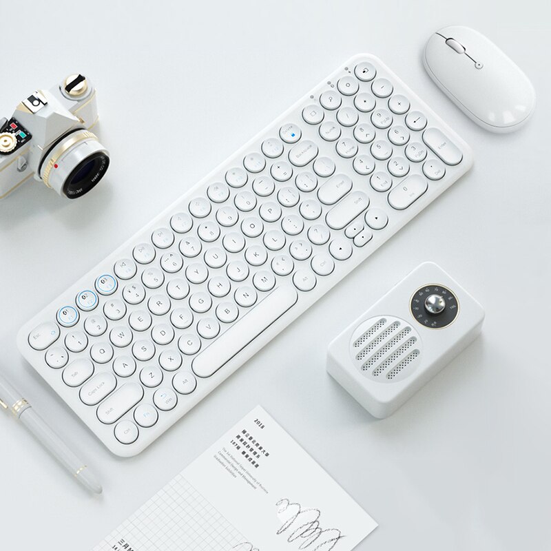 Bluetooth-compatible Gaming Keyboard Mouse Set For Macbook Phone iPad Tablet PC Gamer Keyboard Gamer Mouse iPad Keypad Mice: White with Mouse