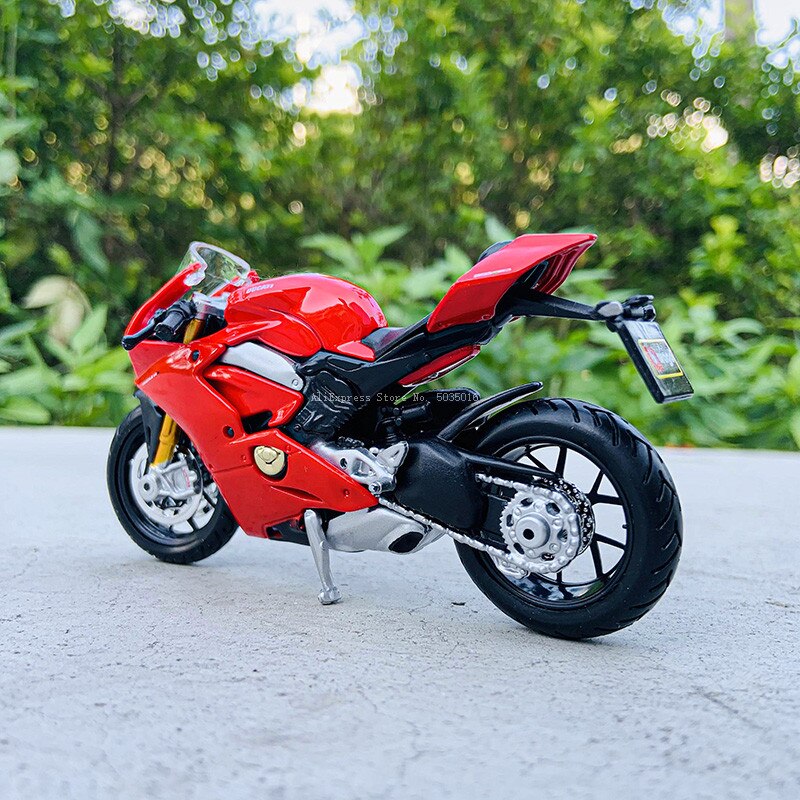 Bburago 1:18 Ducati PANIGALE V4 Alloy Diecast Motorcycle Model Workable Shork-Absorber Toy For Children Toy Collection