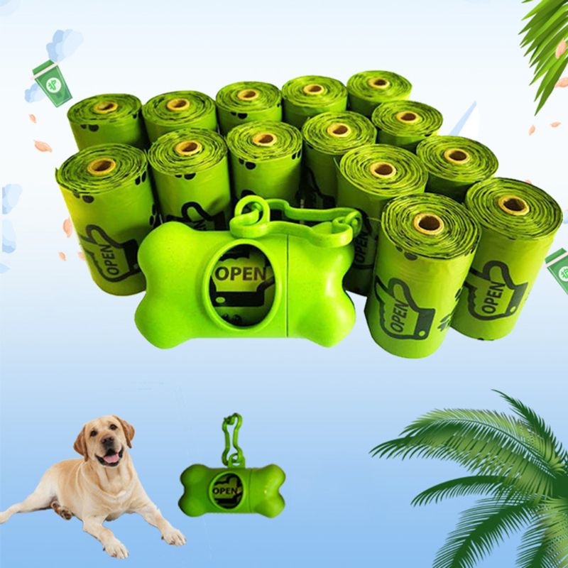 Pet Poop Bags Eco-Friendly Biodegradable Puppy Dog Travel Waste Scooper with Bone Shape Dispenser Box Garbage Holder