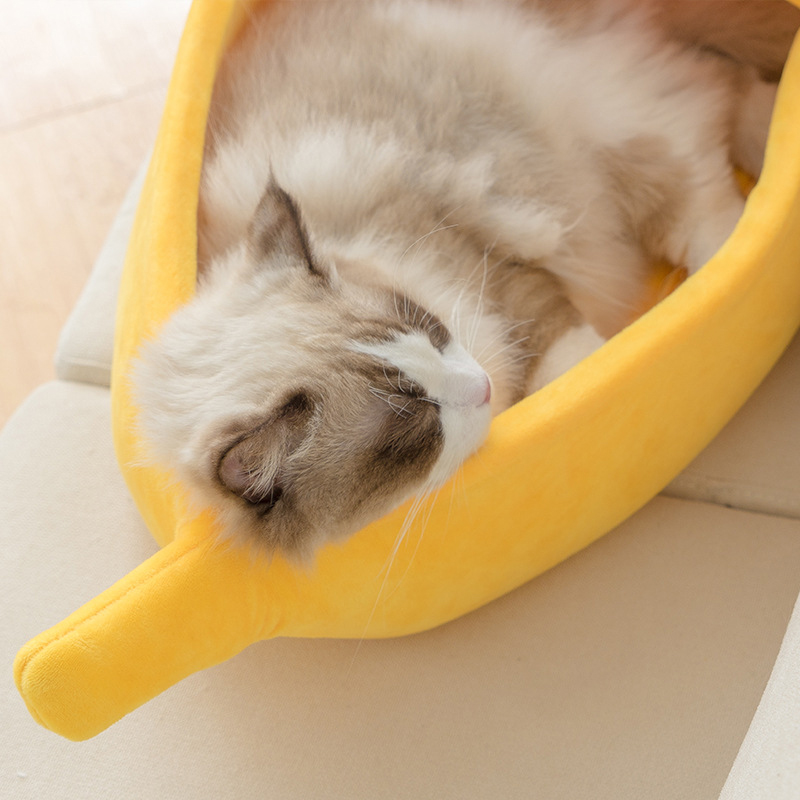 Grappige Banaan Kat Bed Huis Leuke Gezellige Kat Mat Bedden Warm Duurzaam Draagbare Huisdier Mand Kennel Hond Kussen Kat Levert multicolor