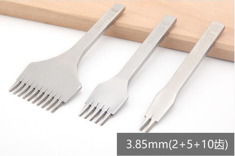 2.7/3.0/3.38/3.85 mm French Style Leather Craft Hole Punches Stitching Punch Tool Set Leather Craft Europe Oblique Flat Cut: 3.85mm set