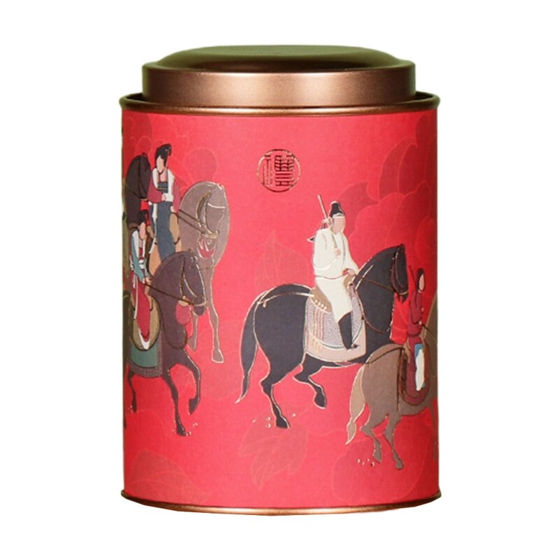 K1MF-recipiente redondo de lata para té, bote para hojas sueltas, azúcar, café con tapa hermética, utensilios de cocina de estilo chino: Red