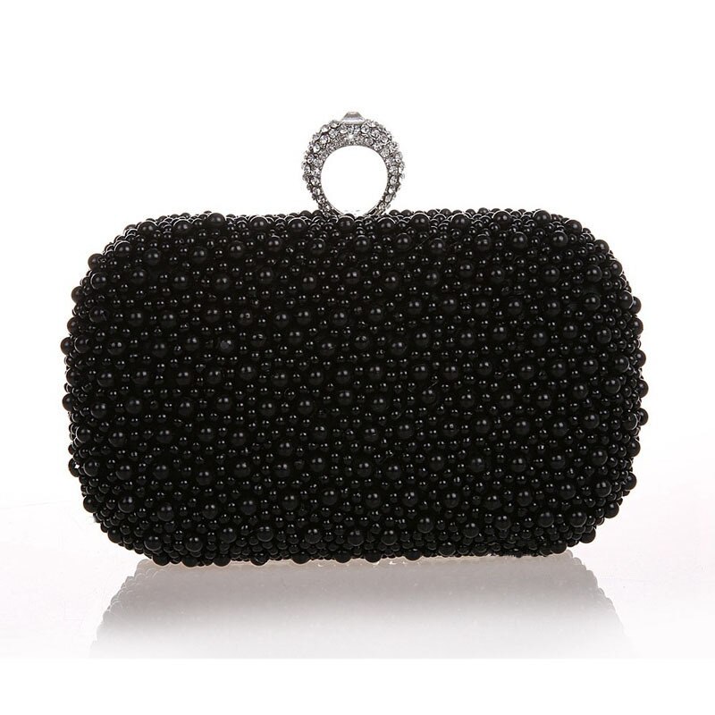 summer ladies ring inlaid diamond evening bag clutch evening bags wedding party bag bags: Black