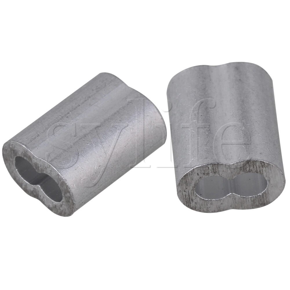 Aluninum Double Holes Crimping Loop Sleeve for Wire Rope M2.5 Pack of 100