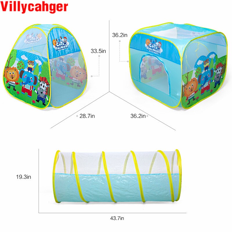 3 pz/set grande tenda da gioco pieghevole per bambini Tunnel strisciante tenda palla piscina gioco per bambini camera da letto coperta per bambini attività all&#39;aperto