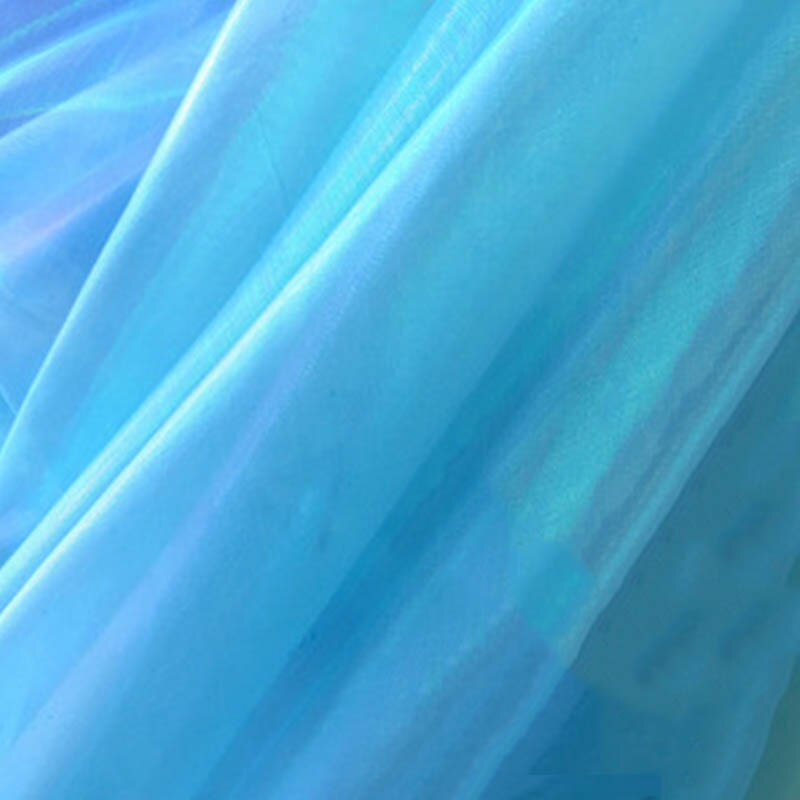 Tissu Tulle Organza irisé 100x150CM | Arrière-plan bricolage pour thème sirène licorne, nappe de mariage, décor de fête: Blue