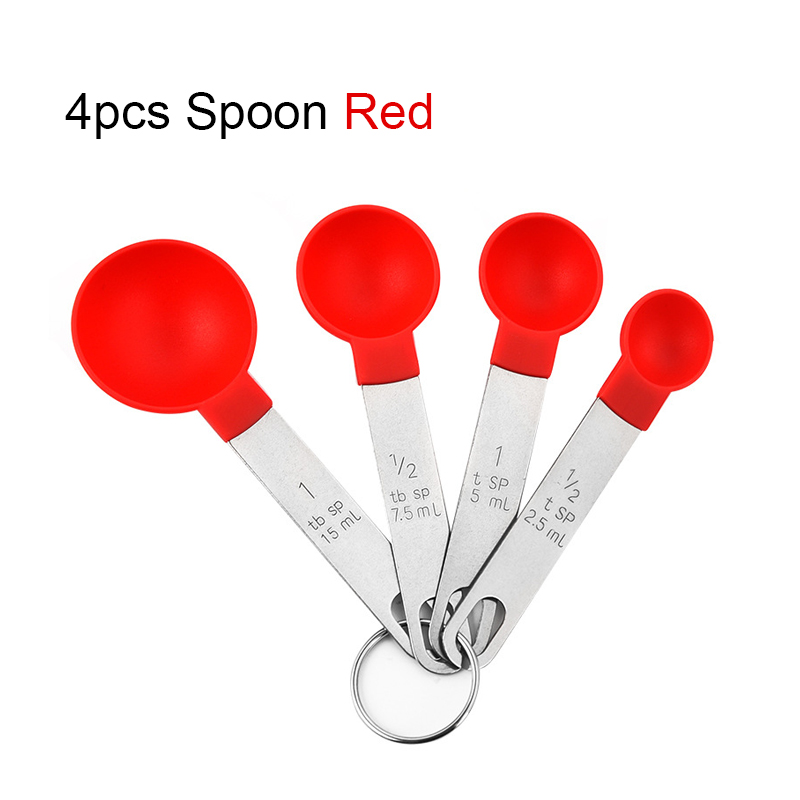 4/8 uds/1 Juego taza medidora cucharadita cuchara multiusos para azúcar pastel hornear harina taza medidora utensilio de medición de cocina para el hogar: Castaño