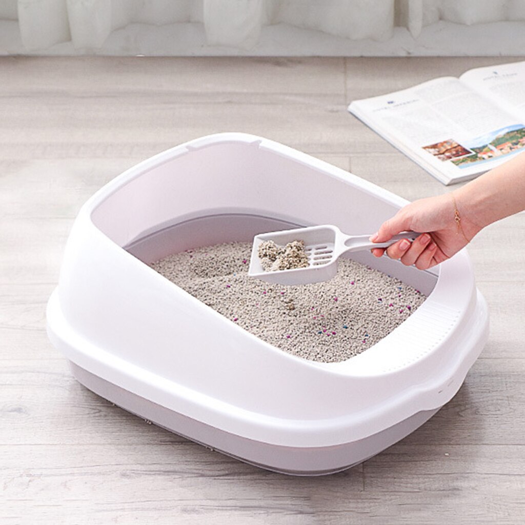 Anti Cat Litter Tray Sifting Toilet Box High Sided Rim Pan Loo With Scoop