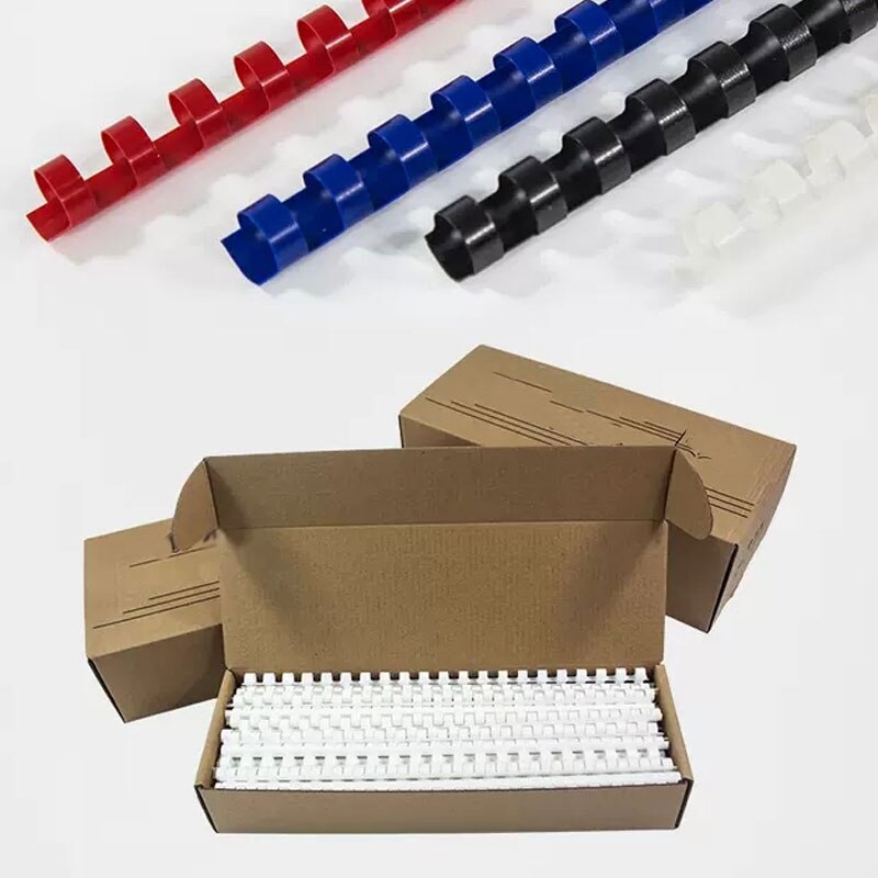 80PCS/BOX Black/White A4 File 21 Hole Loose-Leaf Plastic Binder 6-12mm Coil Rings 300mm Aprons Comb Binding Machine Suppliers
