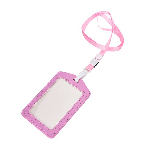 PU Leather Neck Strap Card Holder Bus ID Card Holder Business Card Case with Lanyard Credit Card Cover Metal Credit NFC Holder: Pink