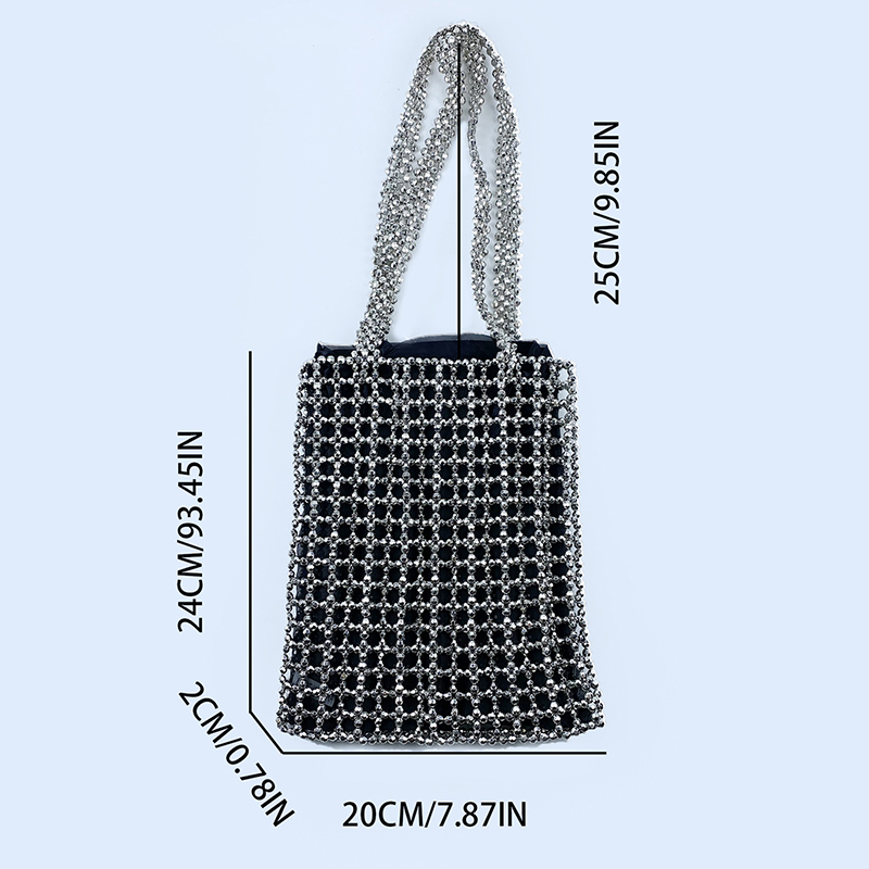 El bolso de perlas de cristal con cuentas de metal tejido a mano estilo resort ins de un solo hombro es más oscuro y más hermoso