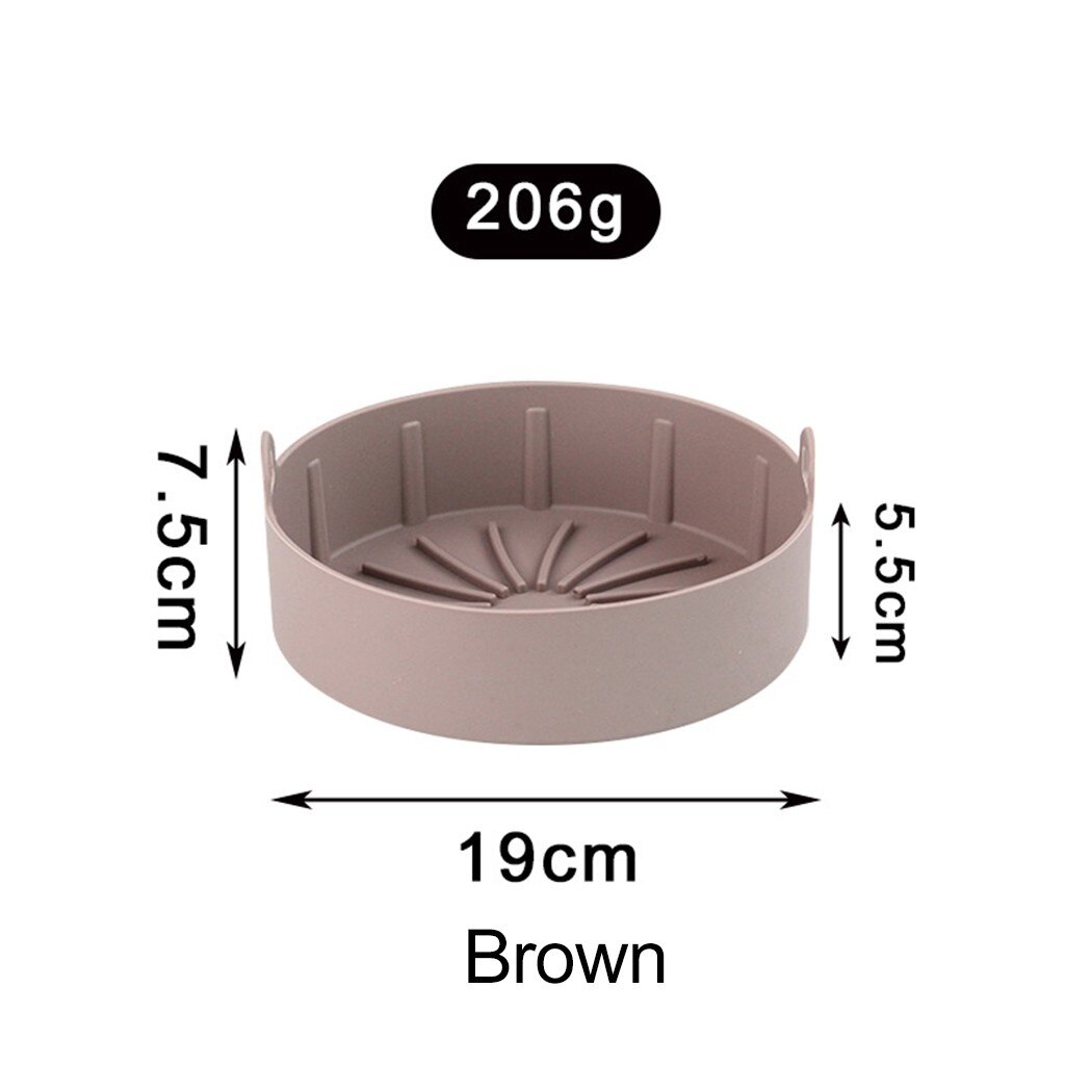 Freidora de aire de silicona, olla cuadrada, accesorios para hornear pan, pollo frito, Pizza, parrilla, bandeja de horno de repuesto para freidora de aire: Brown 19cm