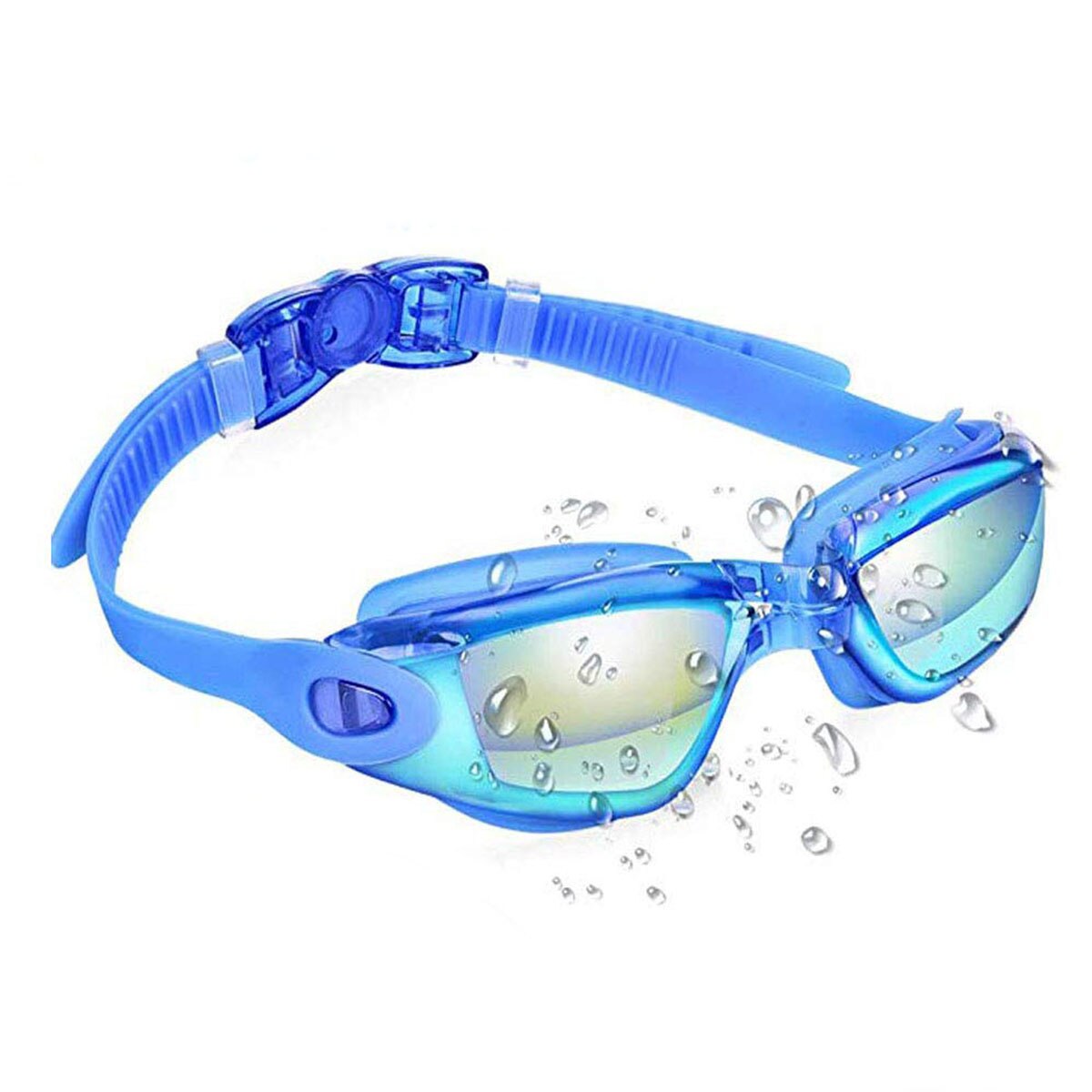 Swimming Goggles Anti-Fog Anti-Leakage UV Protector Soft Silicone Nose Bridge Prescription Swim Glasses for Adult Men Women Kids: Blue