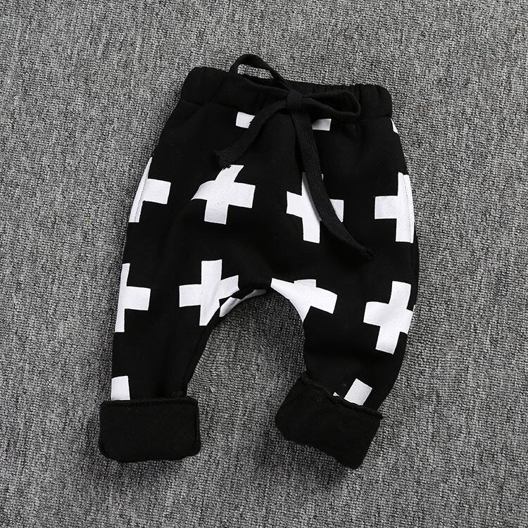 Pantalon sarouel pour enfants, automne hiver, velours , taille élastique, en coton pour garçon, imprimé,: Black / 3T