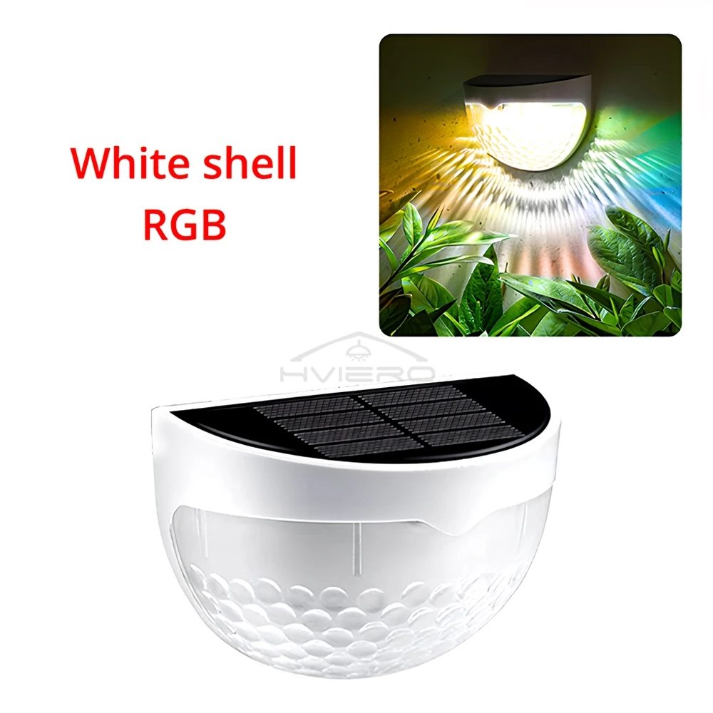 LED Solar Heklamp Buiten Waterdichte Wandlampen Gegolfde Verlichting voor Hek Terras Tuinpad Decoratief Licht Warm Wit: WIT