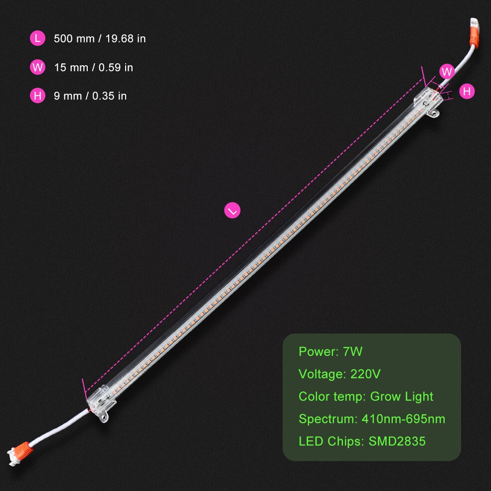 AC 220V Full Spectrum Led Grow Light 7w 50cm Led Phyto Lamp Tube Energy Saving For Plant Grow Indoor Greenhouse Garden Flowers