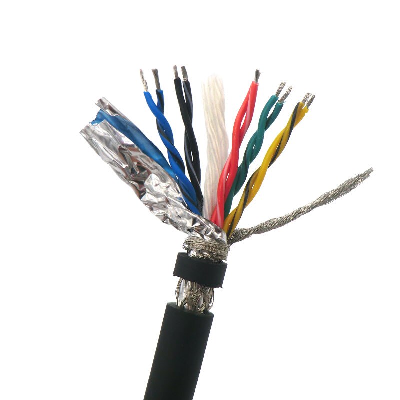 Flexibel partvinnad kabel skärmad tråd 4,6,8,10,12,14,16,20,26 kärna kodarkabel 485 signaldatastyrtråd förtennad koppar: 10 kärnor / 0.14 mm 2(26 awg)