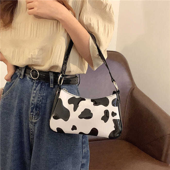 Retro Pu Leer Vrouwen Baguette Schoudertassen Leuke Melk Koe Patroon Dames Onderarm Tassen Meisjes Leuke Purse Bolso Mujer: Default Title